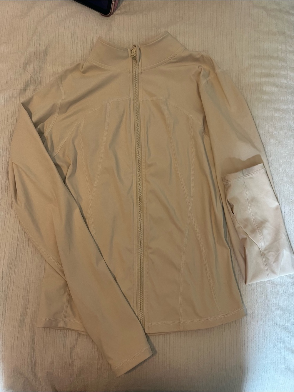 Light Cream Zip-Up Active Jacket
